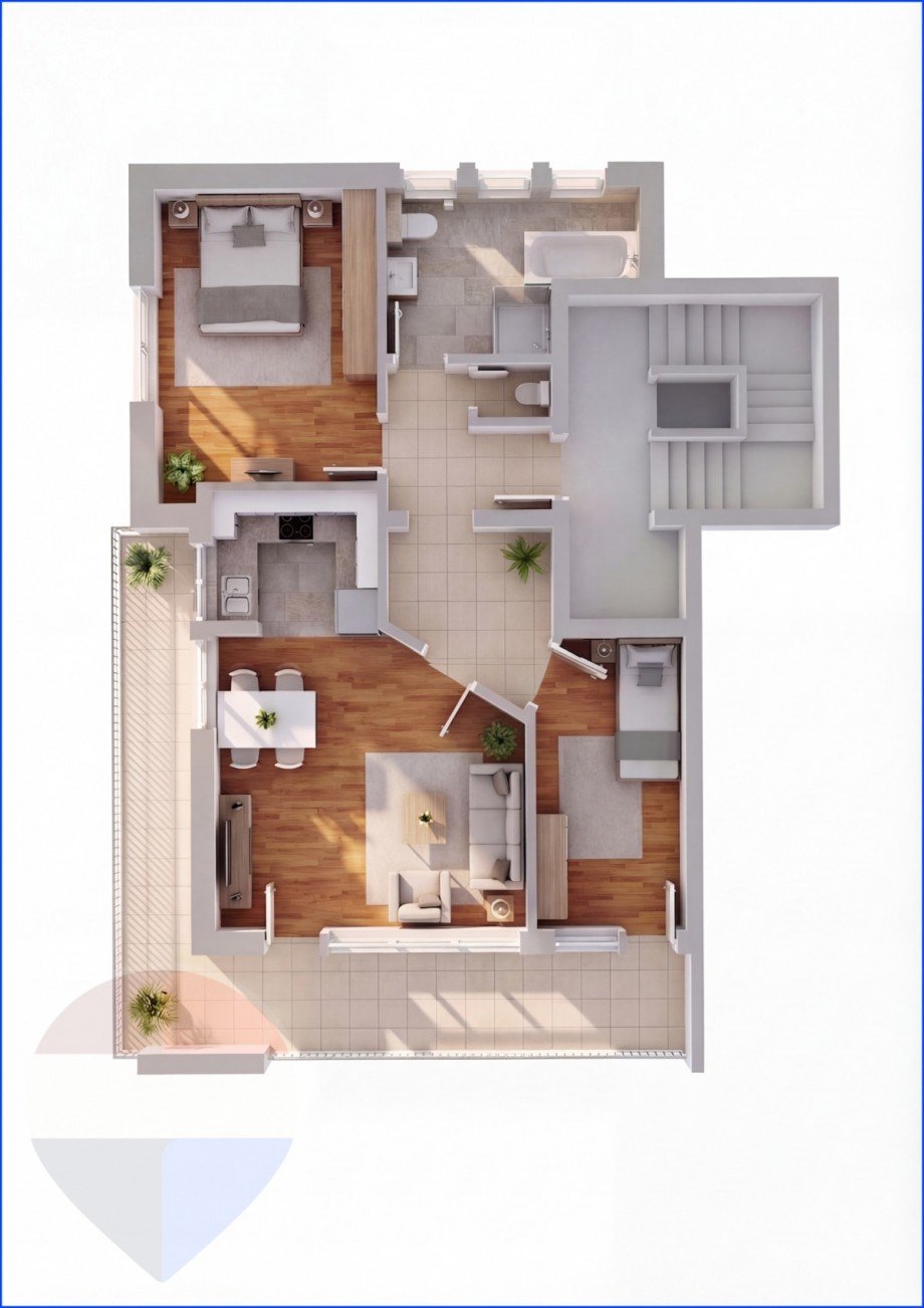 Grundriss-3D Etagenwohnung Peiting